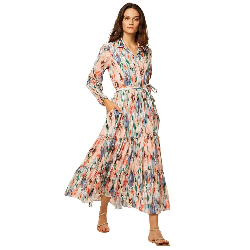 Misa Esmee Eden Floral Print Tiered Long Sleeve Maxi Dress Size: Small